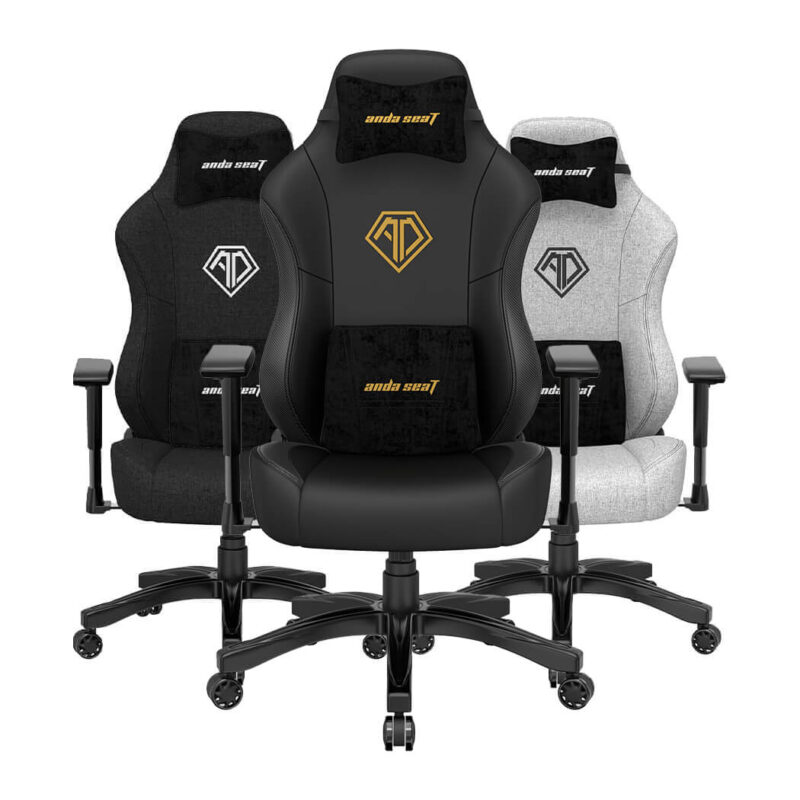 AndaSeat Phantom3 Leather Black Gold Fabric Black Fabric Grey