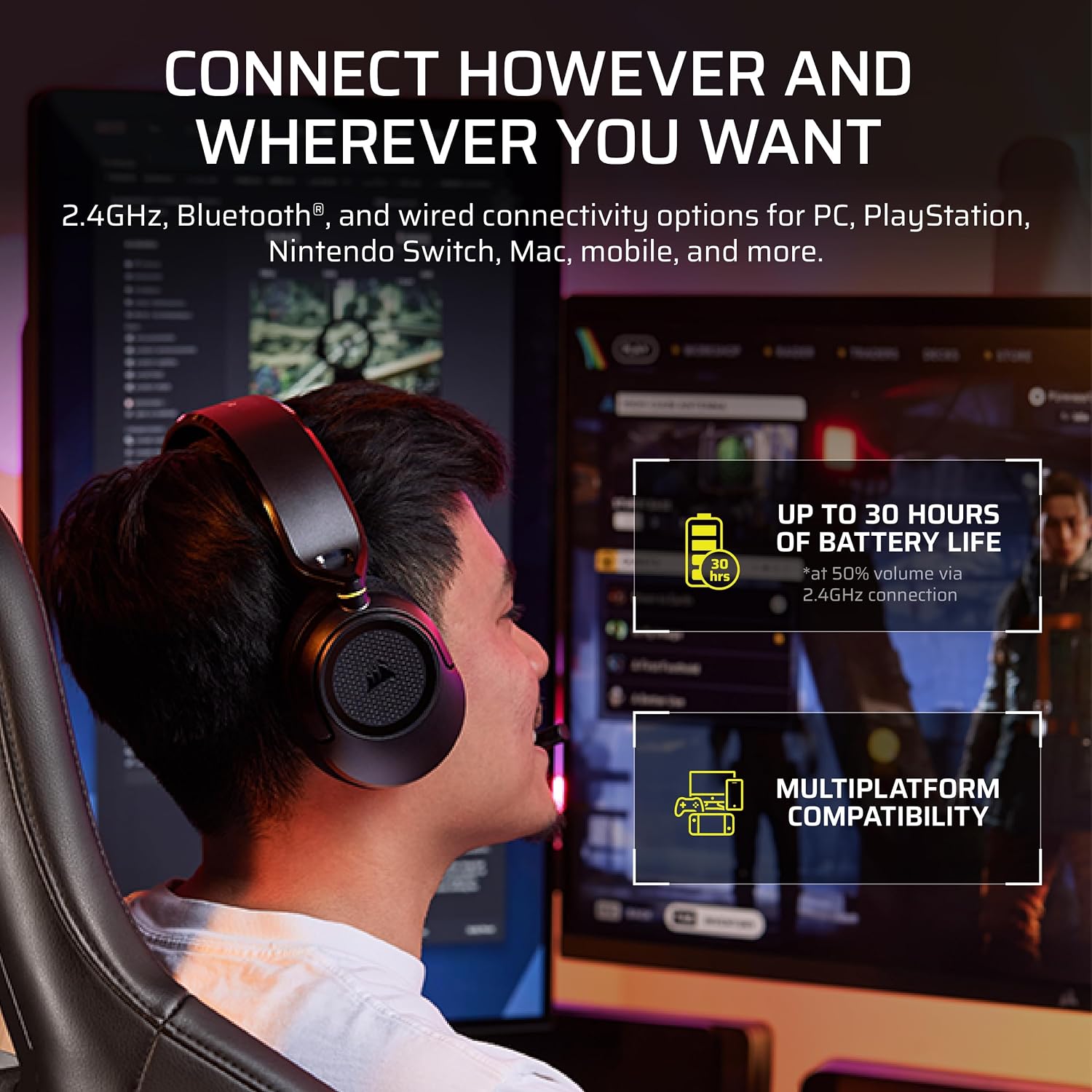 CORSAIR HS35 V3 Wireless Gaming Headset with Dolby Atmos - Image 4