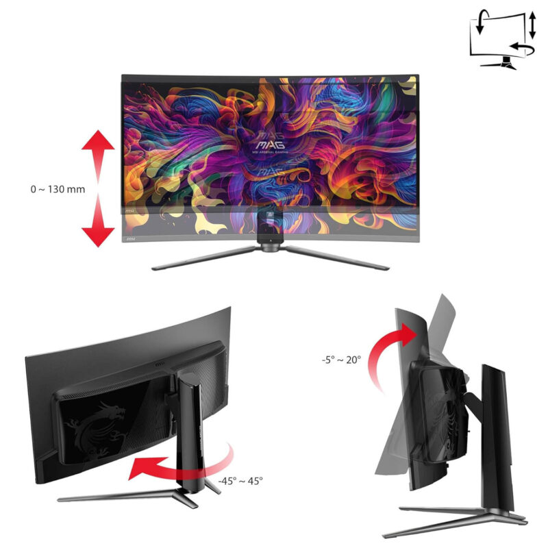 MSI MPG 341CQPX QD-OLED Curved Gaming Monitor - 34 inch (3440 x 1440) UWQHD, QD-OLED, 240Hz, 0.03ms - Image 6