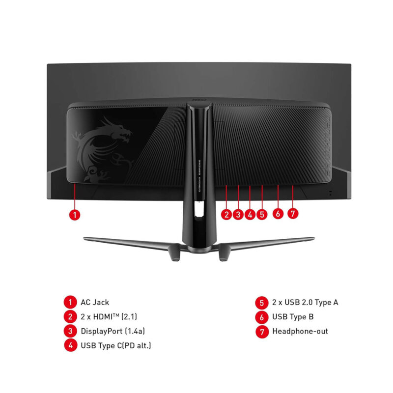 MSI MPG 341CQPX QD-OLED Curved Gaming Monitor - 34 inch (3440 x 1440) UWQHD, QD-OLED, 240Hz, 0.03ms - Image 9