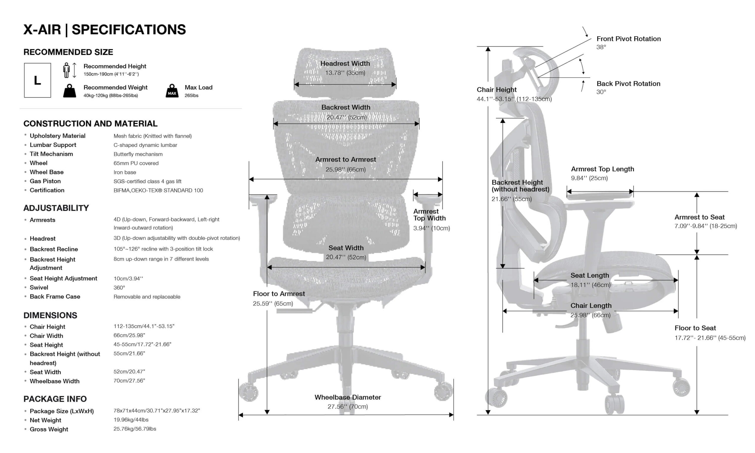 Andaseat mesh chair x air specification scaled