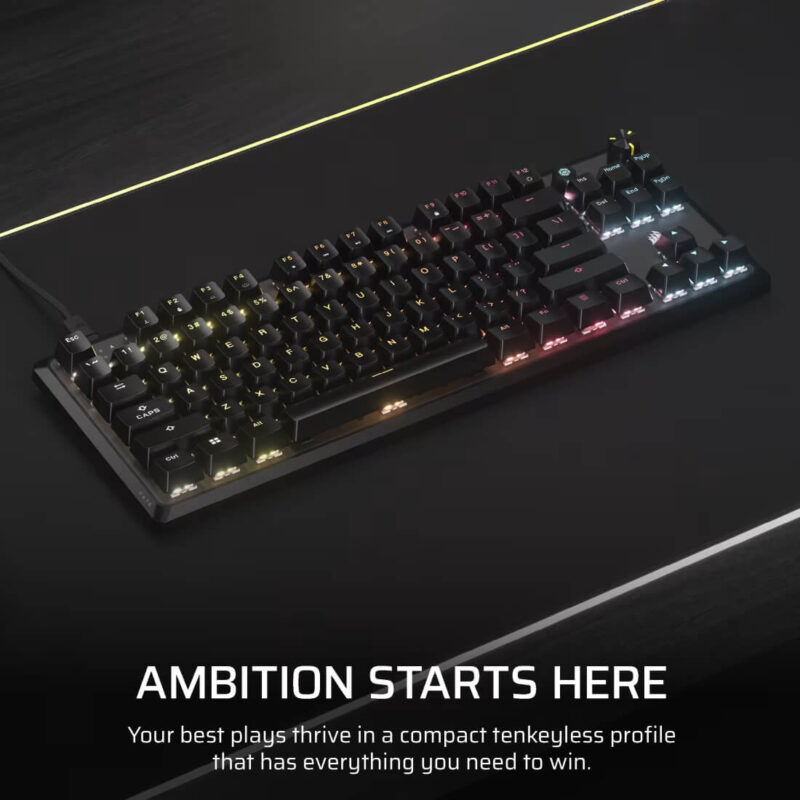 CORSAIR K70 CORE TKL RGB Mechanical Gaming Keyboard - Pre-Lubricated MLX Red Linear Switches - Image 2