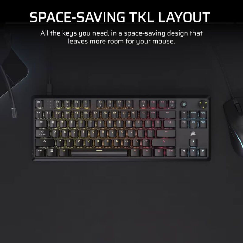 CORSAIR K70 CORE TKL RGB Mechanical Gaming Keyboard - Pre-Lubricated MLX Red Linear Switches - Image 3