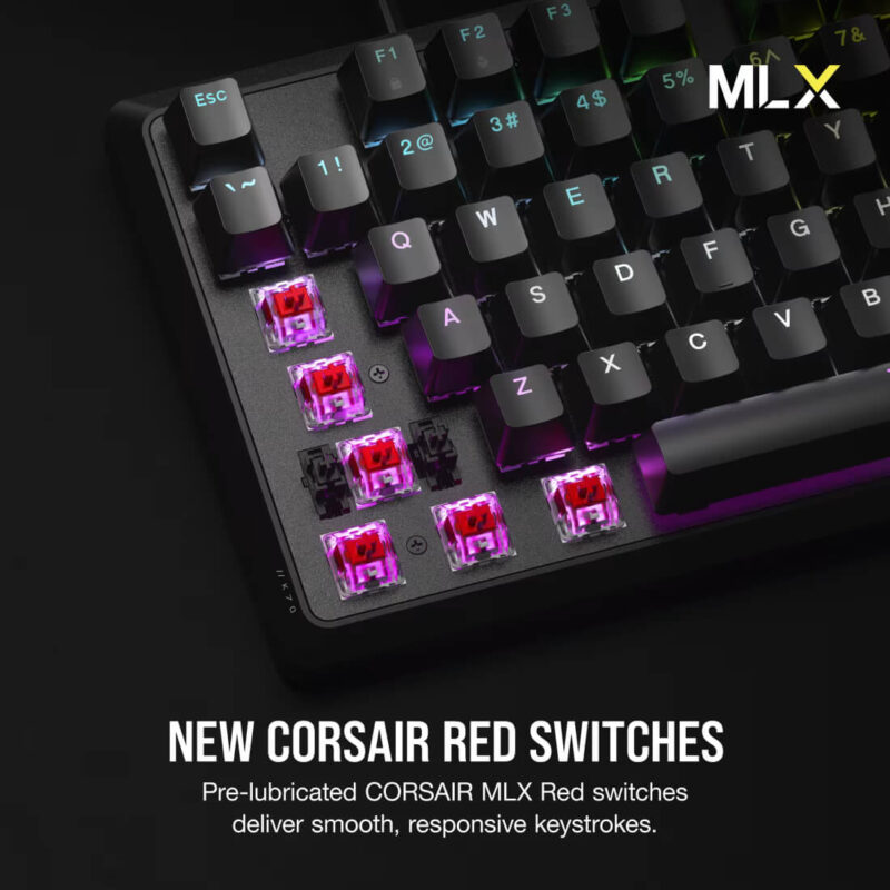 CORSAIR K70 CORE RGB Mechanical Gaming Keyboard - Pre-Lubricated MLX Red Linear Switches - Image 3