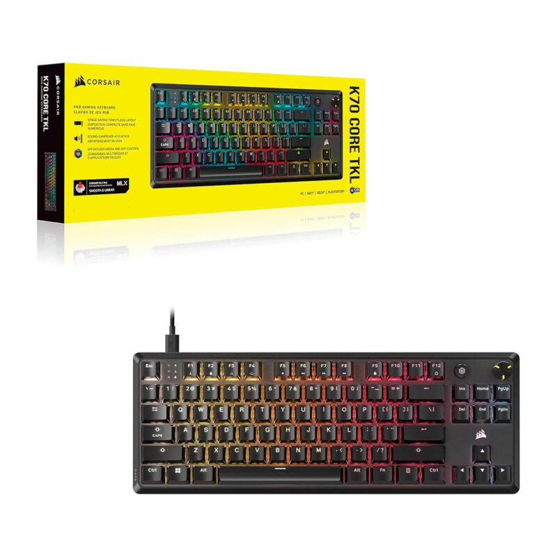 CORSAIR K70 CORE TKL RGB Mechanical Gaming Keyboard - Pre-Lubricated MLX Red Linear Switches - Image 10