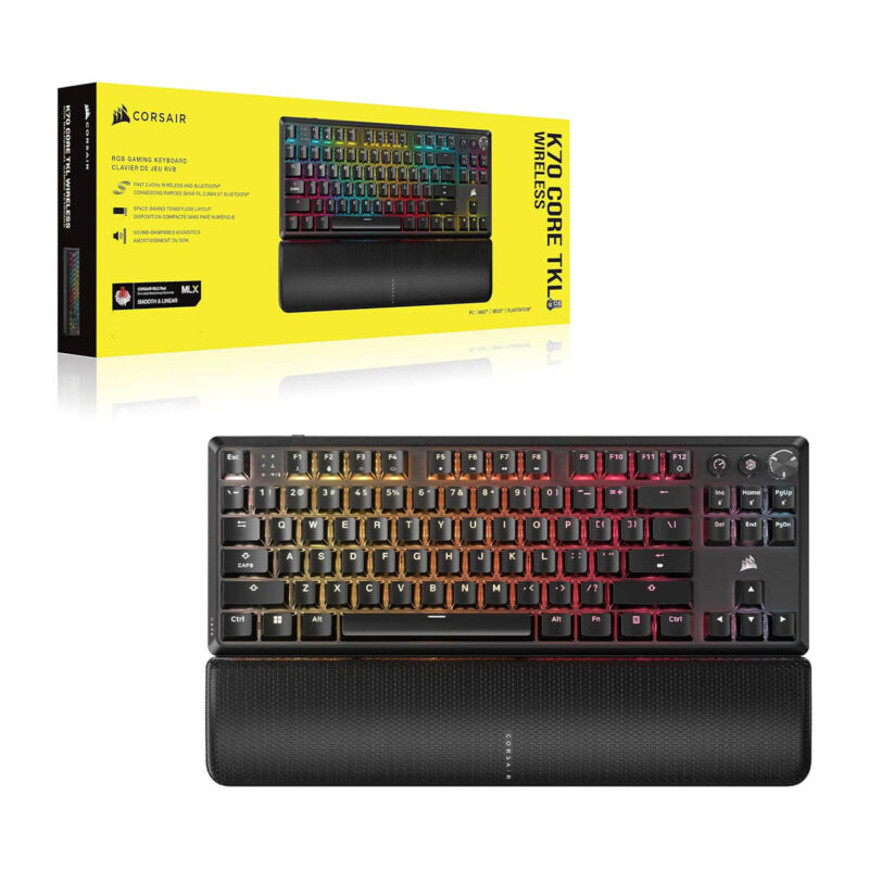 CORSAIR K70 CORE TKL Wireless RGB Mechanical Gaming Keyboard - Pre-Lubricated MLX Red Linear Switches - Image 11