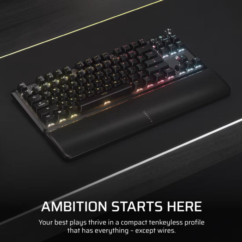 CORSAIR K70 CORE TKL Wireless RGB Mechanical Gaming Keyboard - Pre-Lubricated MLX Red Linear Switches - Image 2