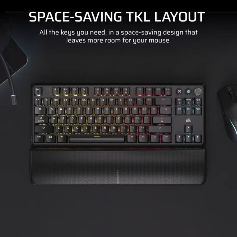 CORSAIR K70 CORE TKL Wireless RGB Mechanical Gaming Keyboard - Pre-Lubricated MLX Red Linear Switches - Image 3