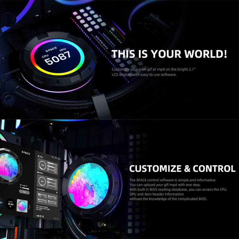ID-COOLING SPACE SL240 LCD Watercooling Liquid CPU Cooler - Image 8