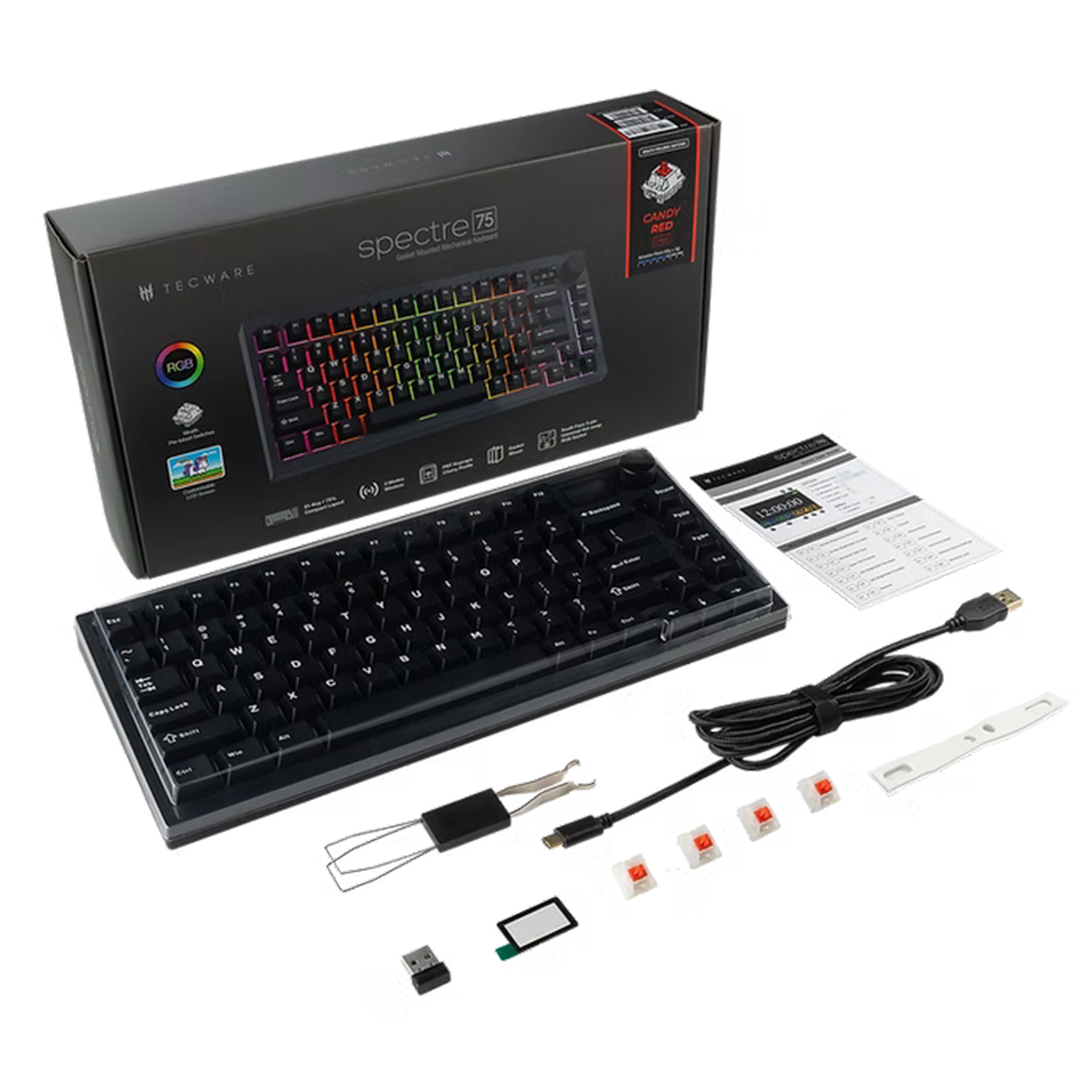 TECWARE Spectre 75 /96 RGB Mechanical Gaming Keyboard – Pre-Lubricated Red Linear Switches - Image 5