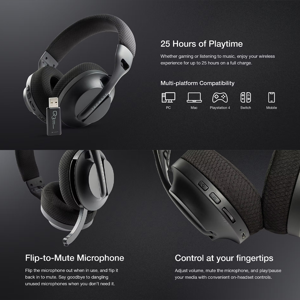 TECWARE Q3 Wireless Gaming Headset Multi-Platform Tri Mode - Image 3