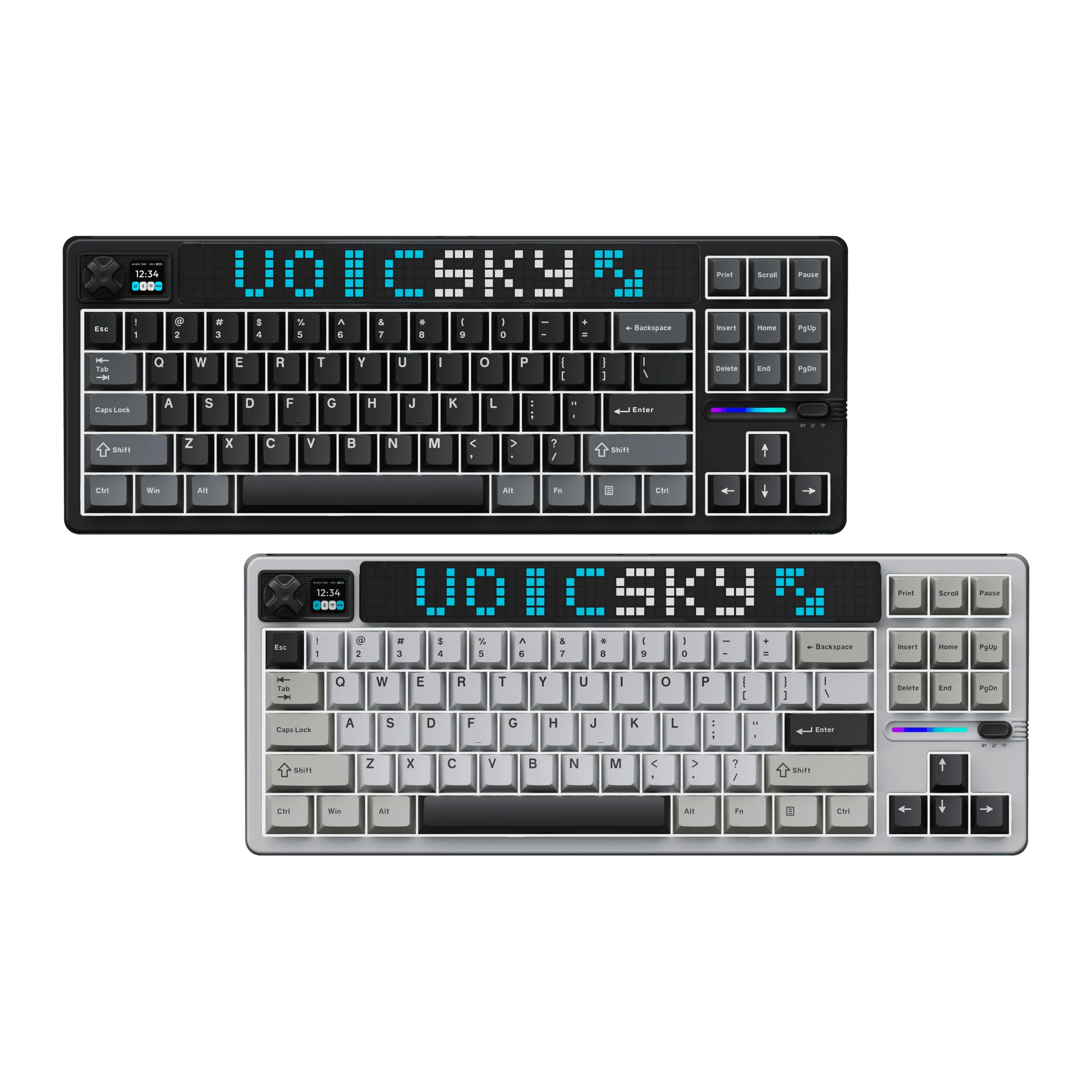 VOICSKY Atmos 87 Pixel Dynamic Screen Wireless Mechanical Keyboard With Gasket Mount | VOICSKY CLOUDY - Bouncy & Tactile Switches
