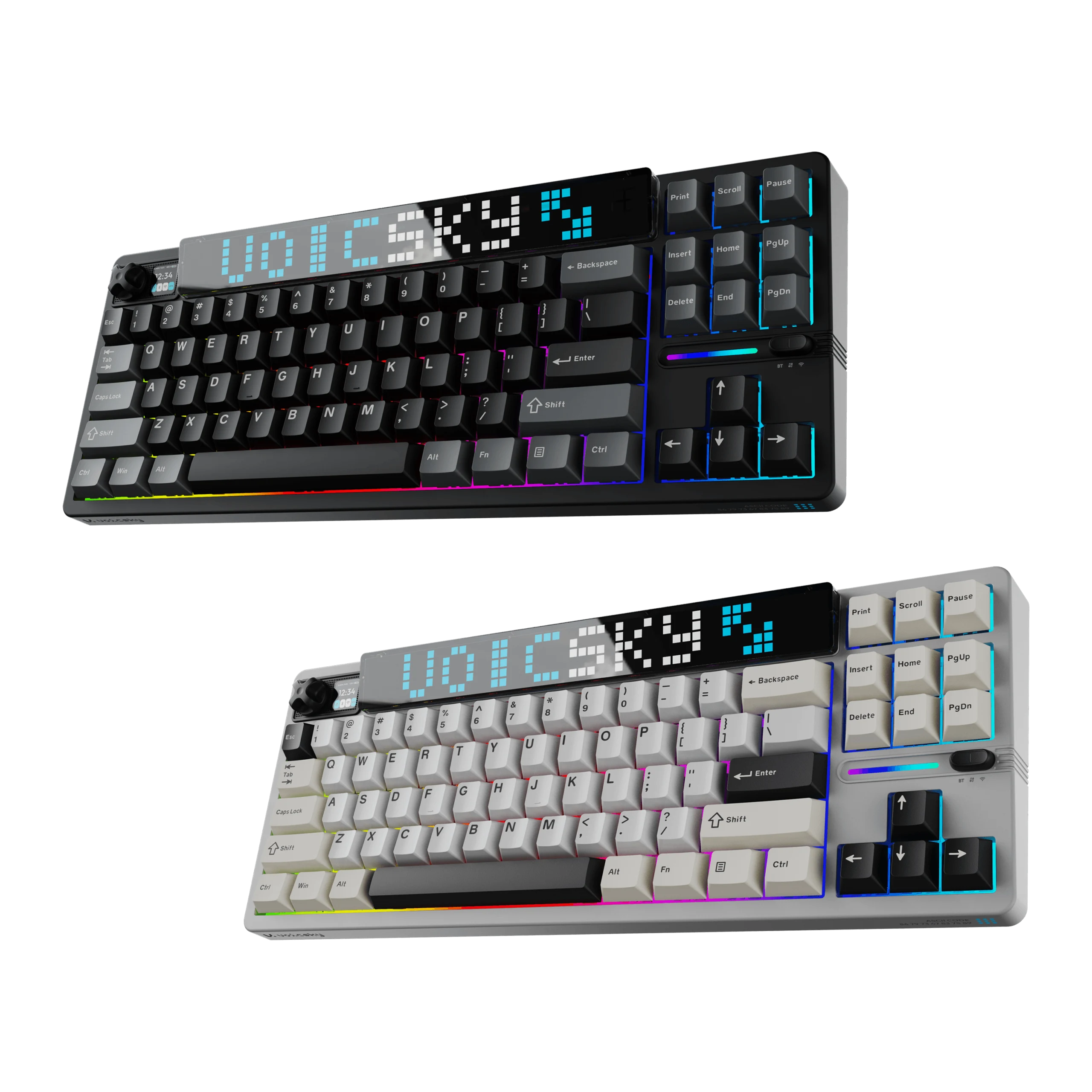 VOICSKY Atmos 87 Pixel Dynamic Screen Wireless Mechanical Keyboard With Gasket Mount | VOICSKY CLOUDY - Bouncy & Tactile Switches - Image 2