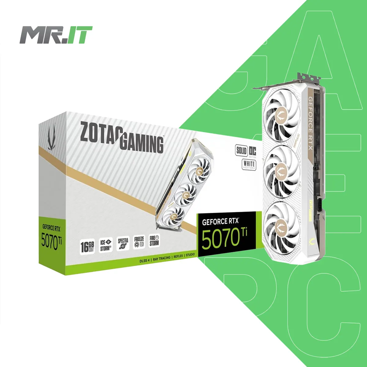 ZOTAC Gaming GeForce RTX 5070 Ti SOLID CORE OC White 16GB GDDR7 GPU