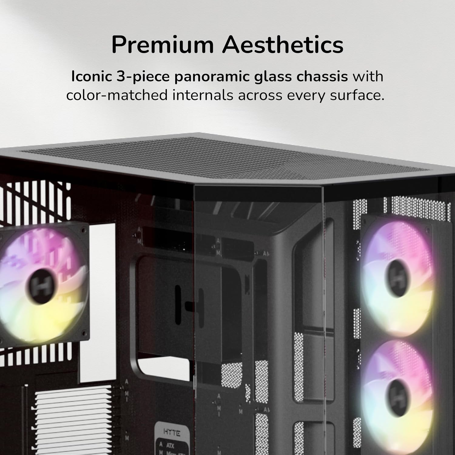 Hyte Y50 Dual Chamber Panoramic Glass ATX Case with 4 Argb Fans - Image 3