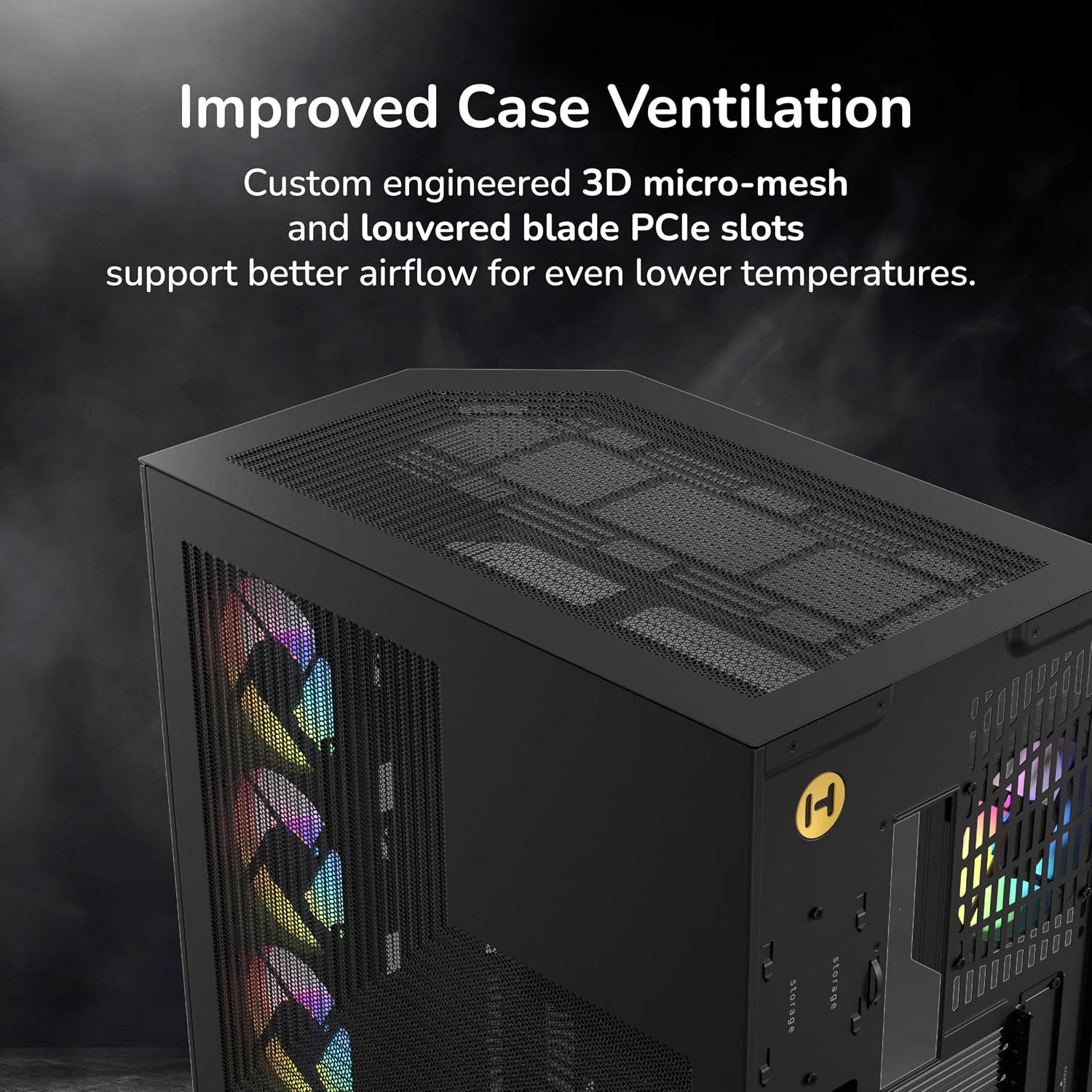 Hyte Y50 Dual Chamber Panoramic Glass ATX Case with 4 Argb Fans - Image 9