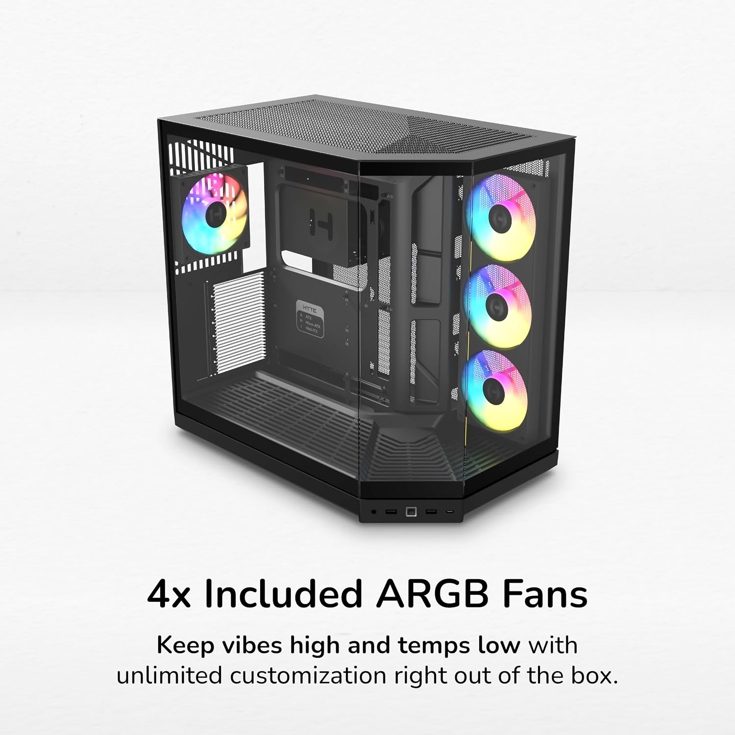 Hyte Y50 Dual Chamber Panoramic Glass ATX Case with 4 Argb Fans - Image 4