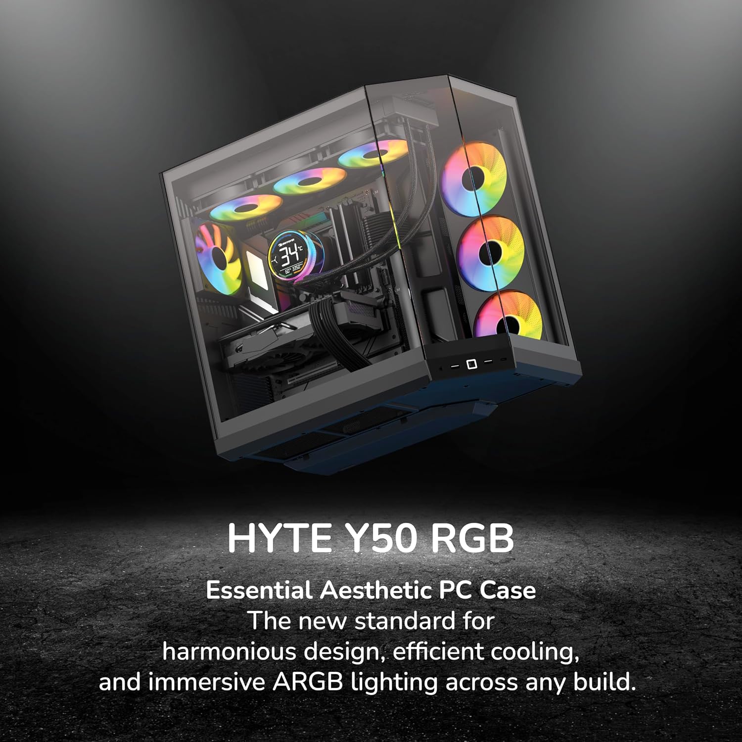 Hyte Y50 Dual Chamber Panoramic Glass ATX Case with 4 Argb Fans - Image 2