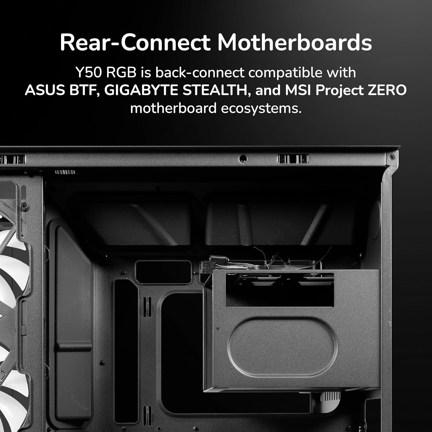 Hyte Y50 Dual Chamber Panoramic Glass ATX Case with 4 Argb Fans - Image 10