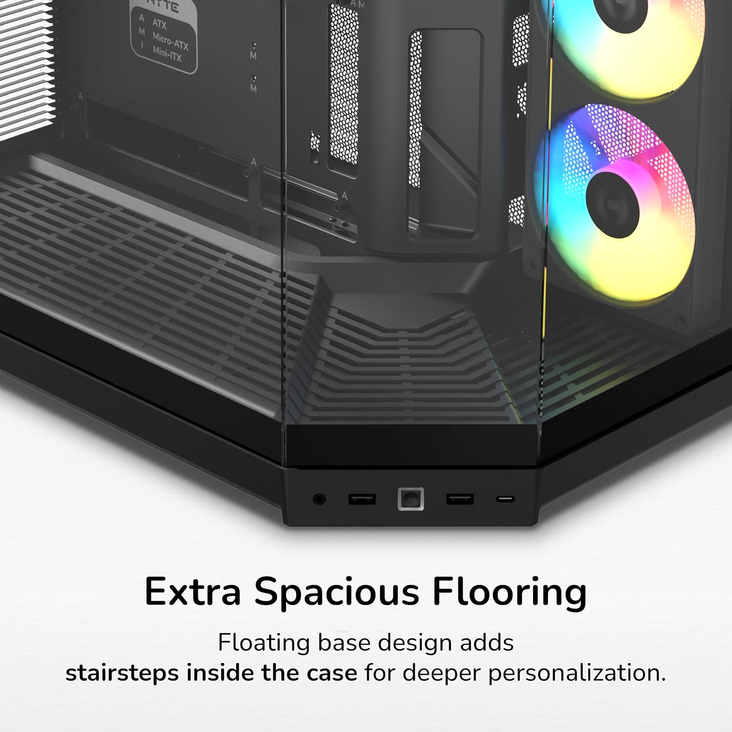 Hyte Y50 Dual Chamber Panoramic Glass ATX Case with 4 Argb Fans - Image 12