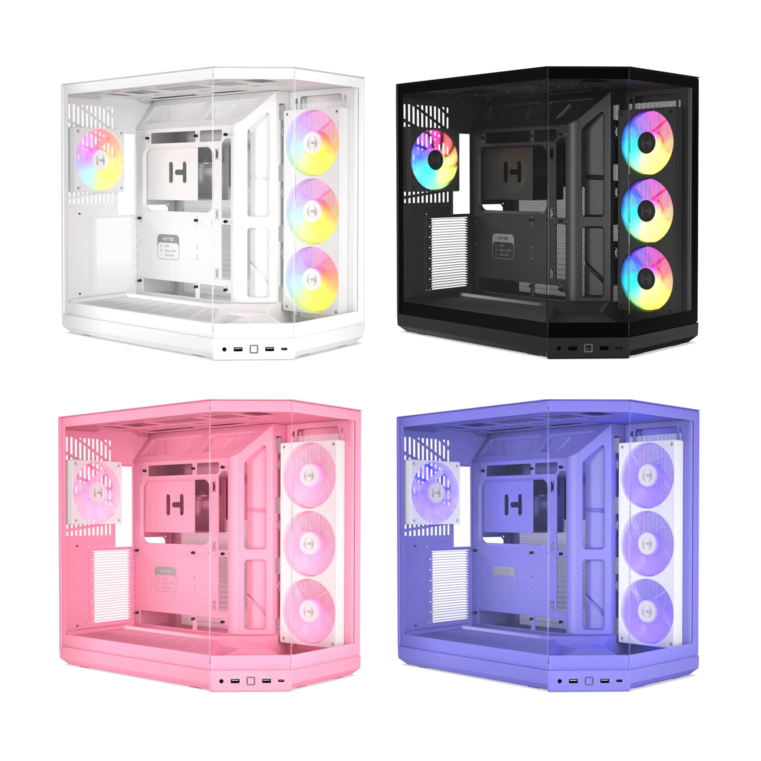 Hyte Y50 Dual Chamber Panoramic Glass ATX Case with 4 Argb Fans